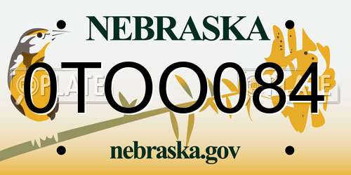 0TOO084 Nebraska License Plate