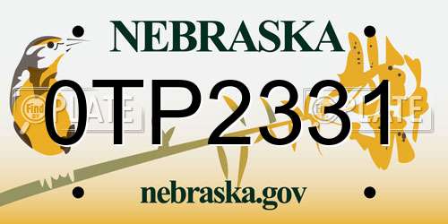 0TP2331 Nebraska License Plate