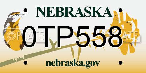 0TP558 Nebraska License Plate