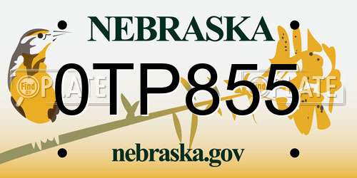 0TP855 Nebraska License Plate