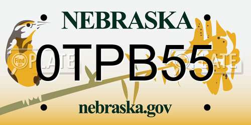 0TPB55 Nebraska License Plate