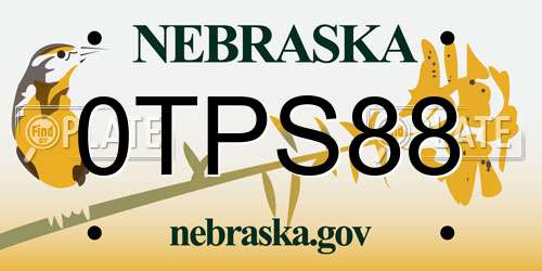 0TPS88 Nebraska License Plate
