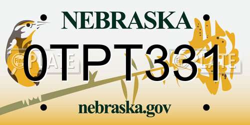 0TPT331 Nebraska License Plate