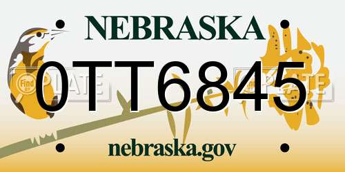 0TT6845 Nebraska License Plate