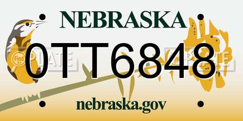 0TT6848 Nebraska License Plate