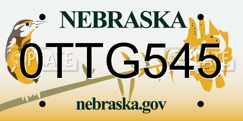 0TTG545 Nebraska License Plate