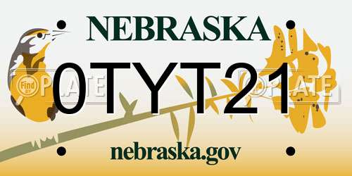 0TYT21 Nebraska License Plate