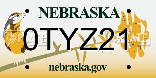 0TYZ21 Nebraska License Plate