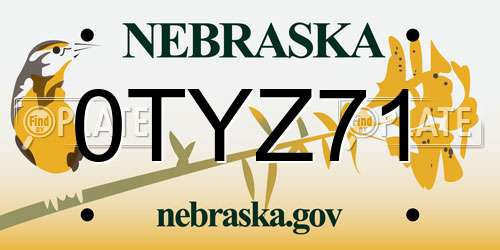 0TYZ71 Nebraska License Plate