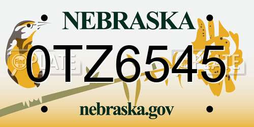 0TZ6545 Nebraska License Plate