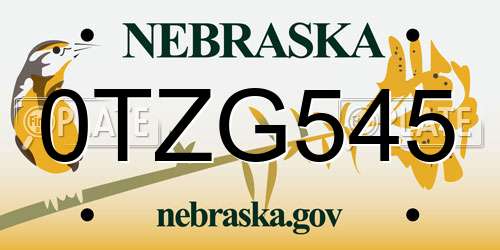 0TZG545 Nebraska License Plate