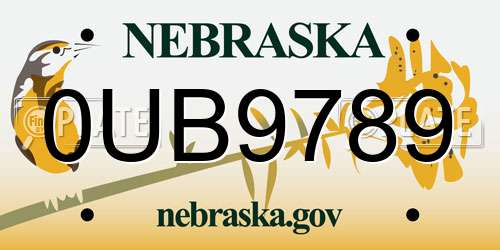 0UB9789 Nebraska License Plate