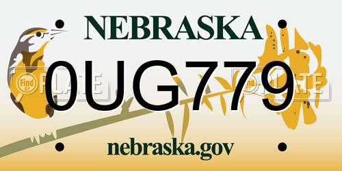 0UG779 Nebraska License Plate