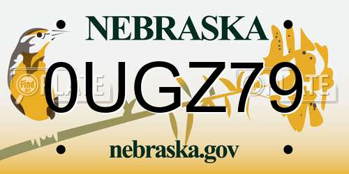0UGZ79 Nebraska License Plate