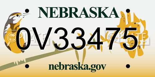 0V33475 Nebraska License Plate