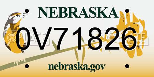 0V71826 Nebraska License Plate