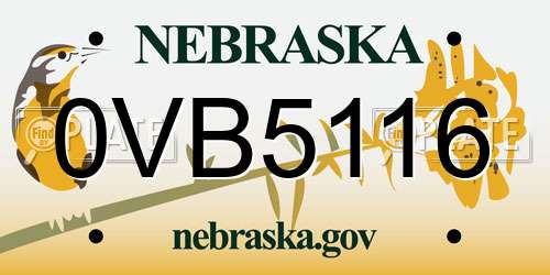 0VB5116 Nebraska License Plate