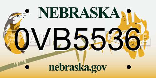 0VB5536 Nebraska License Plate