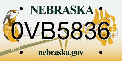 0VB5836 Nebraska License Plate