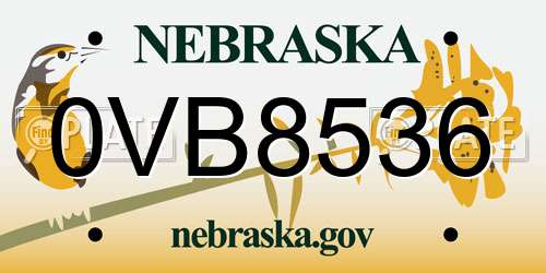 0VB8536 Nebraska License Plate