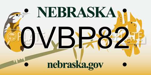 0VBP82 Nebraska License Plate