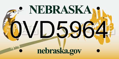 0VD5964 Nebraska License Plate