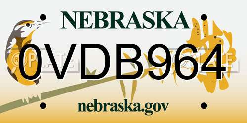 0VDB964 Nebraska License Plate