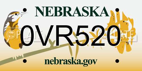 0VR520 Nebraska License Plate