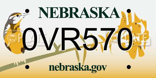 0VR570 Nebraska License Plate