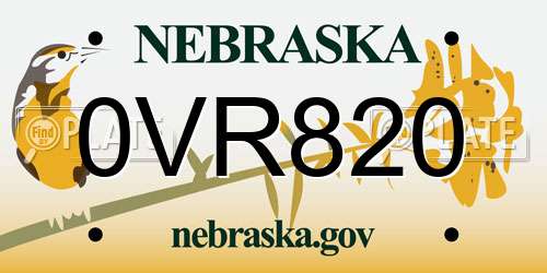 0VR820 Nebraska License Plate
