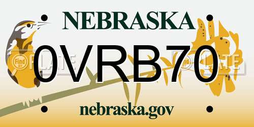 0VRB70 Nebraska License Plate