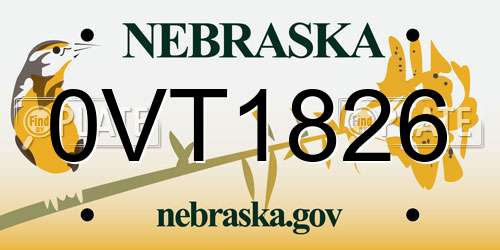 0VT1826 Nebraska License Plate