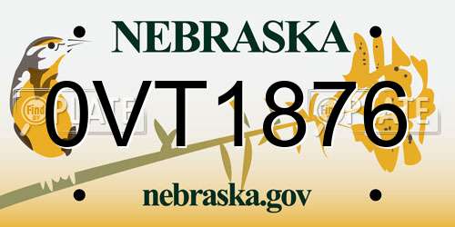 0VT1876 Nebraska License Plate
