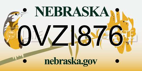 0VZI876 Nebraska License Plate