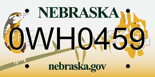 0WH0459 Nebraska License Plate