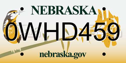 0WHD459 Nebraska License Plate