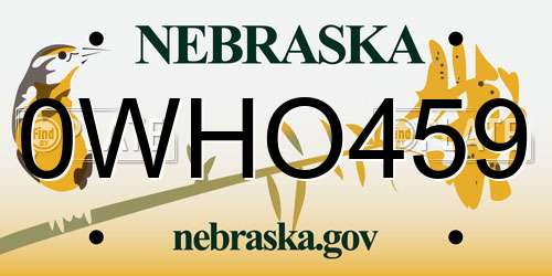 0WHO459 Nebraska License Plate