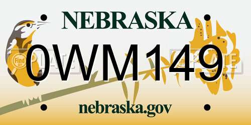 0WM149 Nebraska License Plate