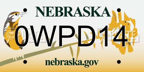 0WPD14 Nebraska License Plate
