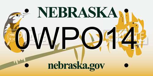 0WPO14 Nebraska License Plate