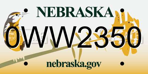 0WW2350 Nebraska License Plate