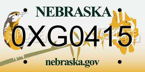 0XG0415 Nebraska License Plate