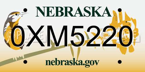 0XM5220 Nebraska License Plate