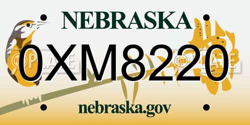 0XM8220 Nebraska License Plate