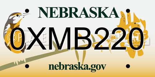 0XMB220 Nebraska License Plate