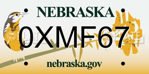 0XMF67 Nebraska License Plate