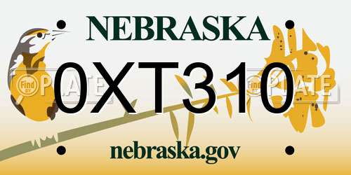 0XT310 Nebraska License Plate
