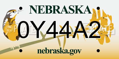 0Y44A2 Nebraska License Plate