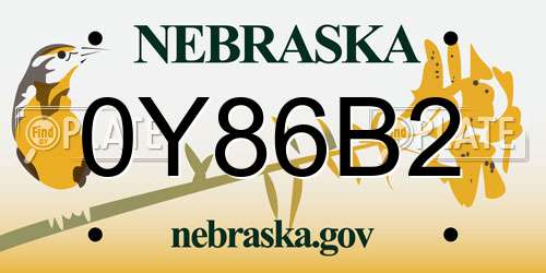 0Y86B2 Nebraska License Plate