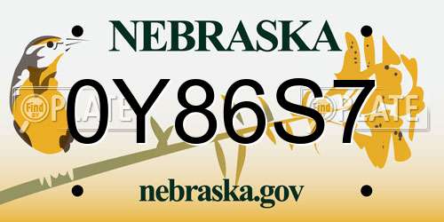 0Y86S7 Nebraska License Plate